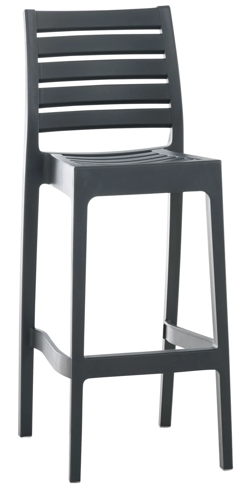 Tabouret de bar pour intérieur ou extérieur en plastique gris foncé empilable avec repose-pieds 10_MDJ10230