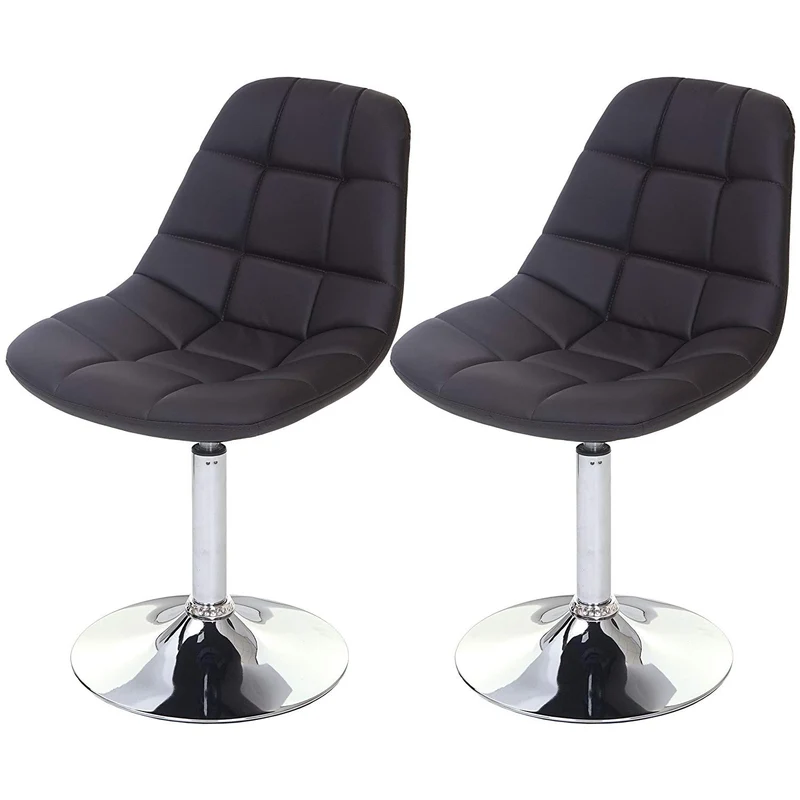 2x chaises de salle à manger en synthétique marron pied chromé pivotant CDS04420
