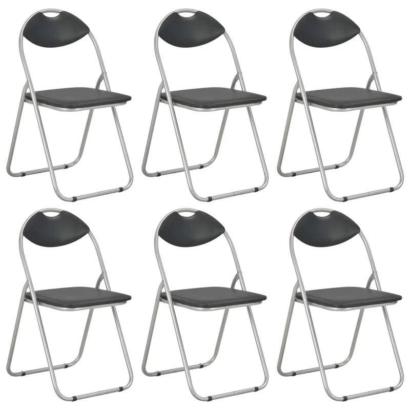 Lot de 6 chaises de salle à manger cuisine pliantes design simple synthétique noir CDS022779