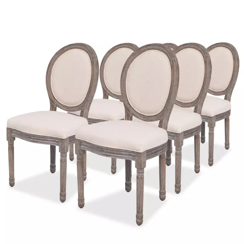 Lot de 6 chaises de salle à manger cuisine design classique en tissu crème CDS022367