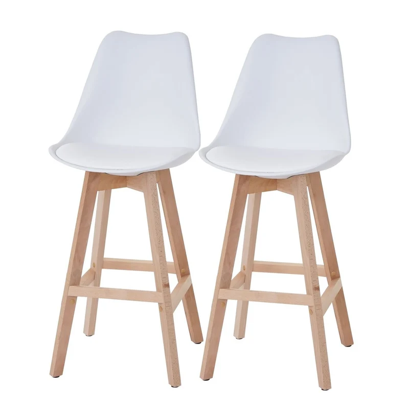Lot de 2 tabourets de bar style scandinave blanc TDB04019