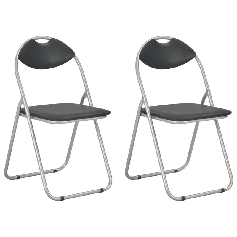 Lot de 2 chaises de salle à manger cuisine pliantes design classique synthétique noir CDS020950