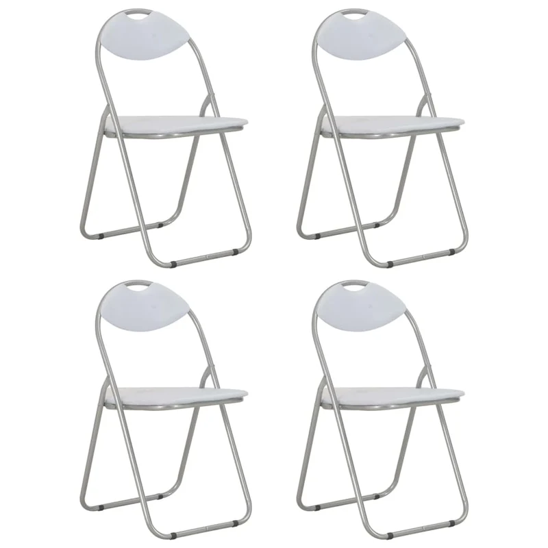 Lot de 4 chaises de salle à manger cuisine pliantes design simple synthétique blanc CDS021909