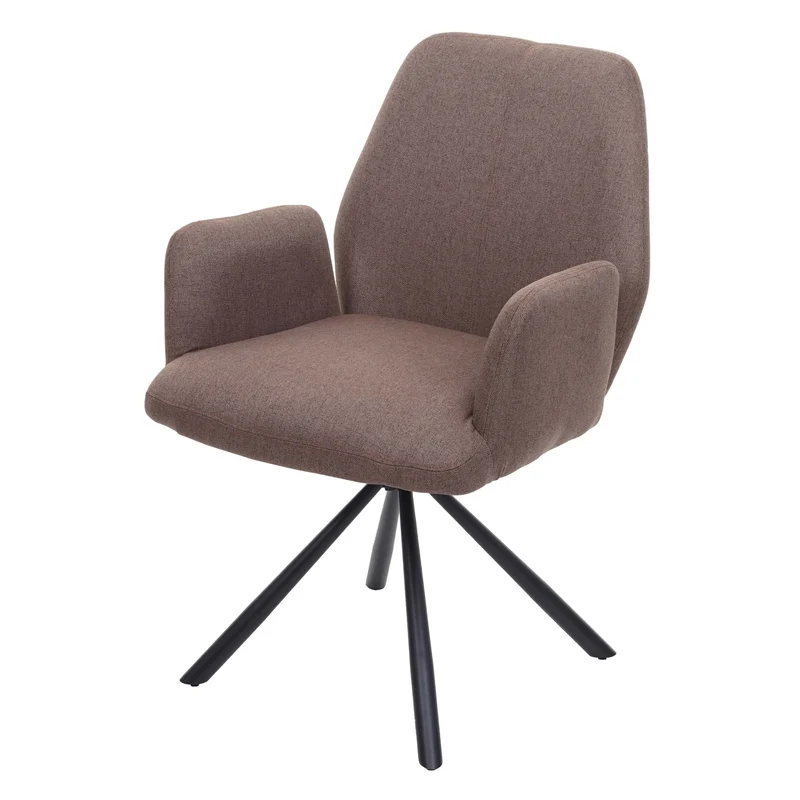 Chaise de salle à manger fauteuil de bureau en tissu marron en acier design pivotant rétro et moderne 04_0002275