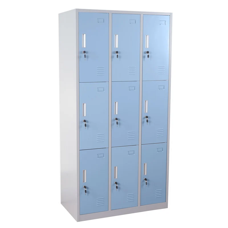 Casier armoire à casiers casier sécurisé métal 9 compartiments bleu 04_0003622