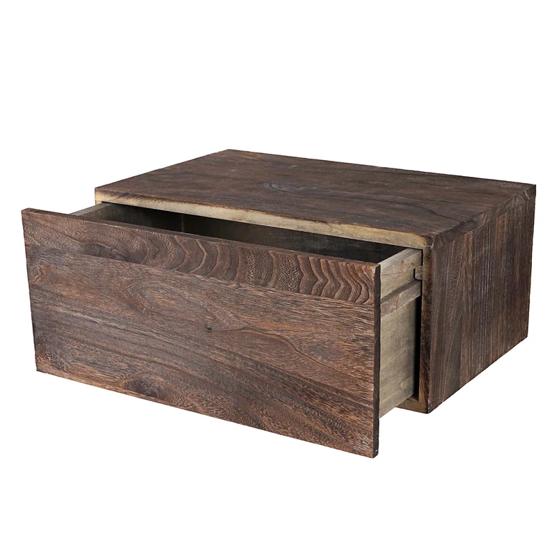 Étagère murale à tiroir style vintage shabby 21x46x30cm marron 04_0005175