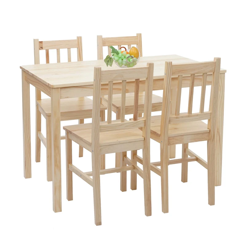 Ensemble de chaises et table de salle à manger style rustique en bois massif pin 04_0003065