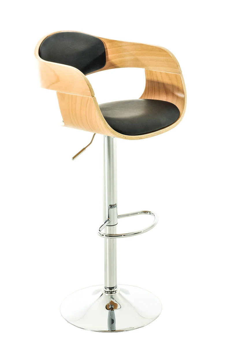 Tabouret de bar confortable design moderne en bois et synthétique noir 10_0001173