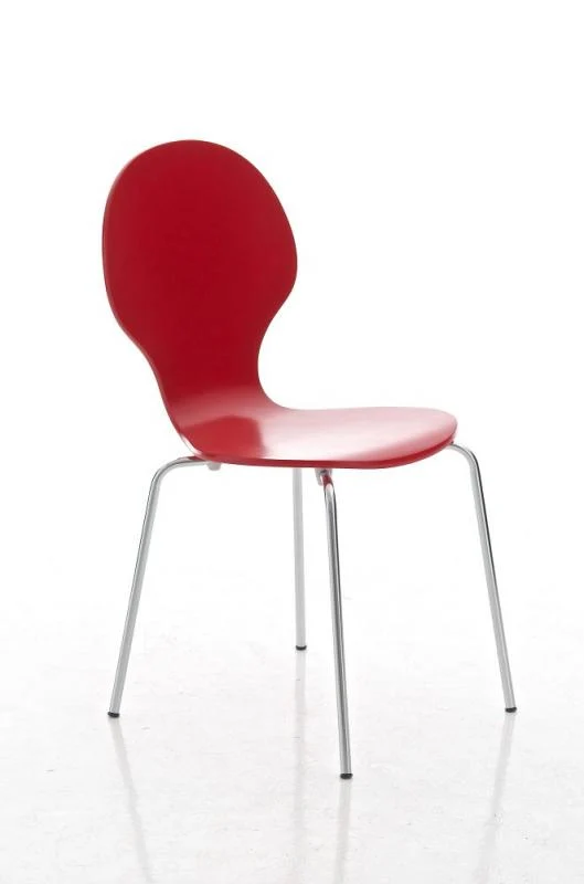 Chaise de salle à manger cuisine empilable design moderne bois rouge et métal 10_0000015