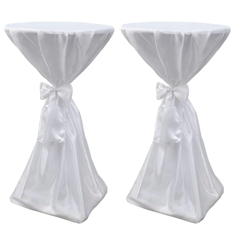 Housse de table blanche avec ruban Ø60 cm 2 pièces DEC022484
