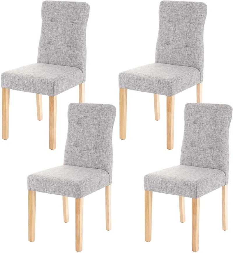 Lot de 4 chaises de salle à manger en tissu gris pieds en bois clair CDS04545