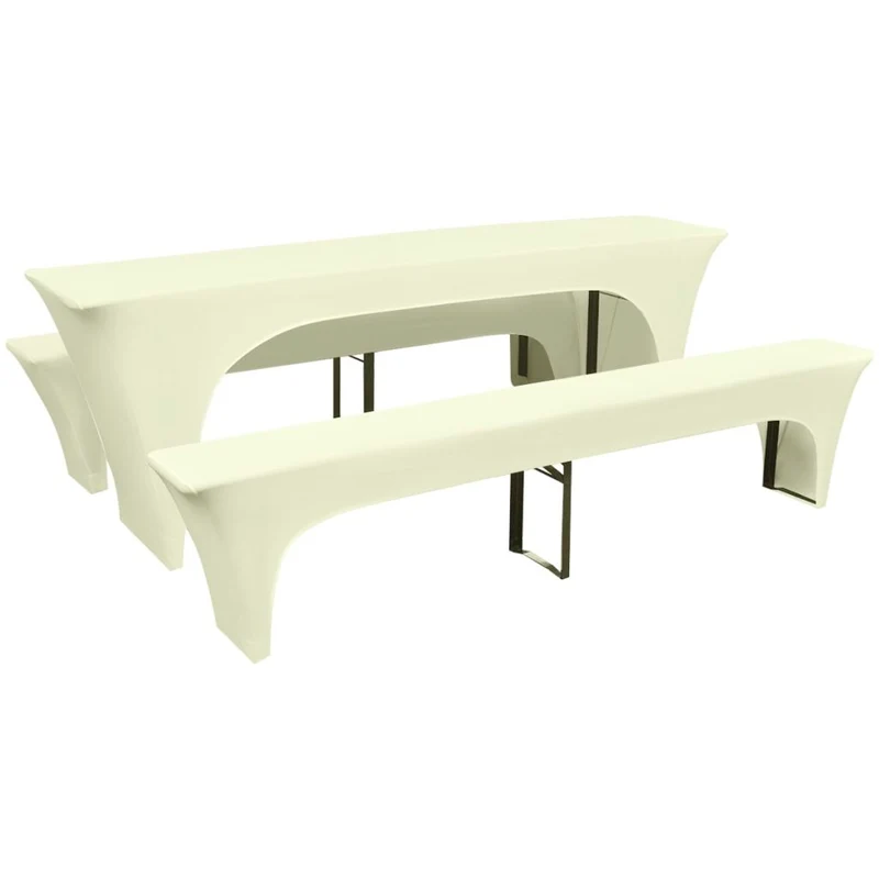 Housse pour table de pique-nique/bancs 3 pièces Crème DEC022385