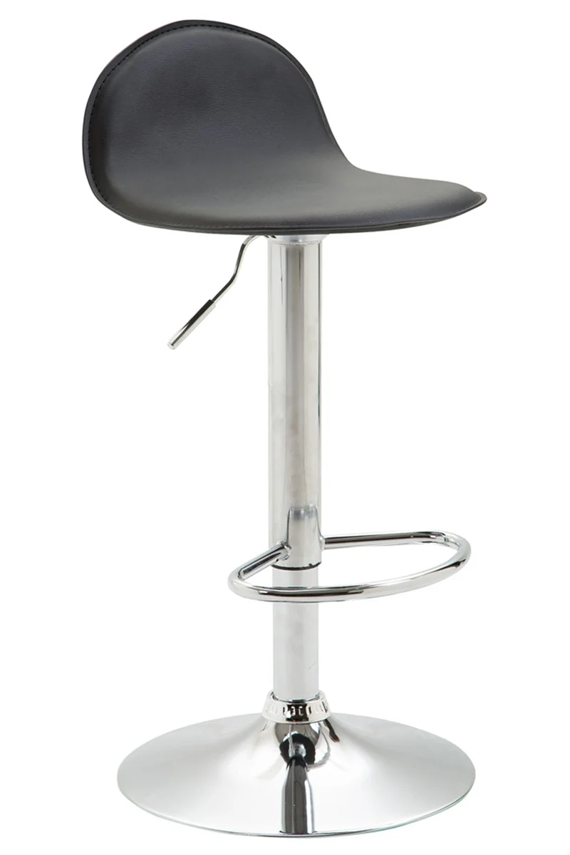 Tabouret de bar avec repose-pied design moderne synthétique noir et métal chromé 10_0001018