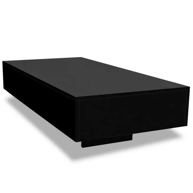 Table basse design moderne et contemporaine 115 x 55 x 31 cm en MDF noir brillant DEC039888