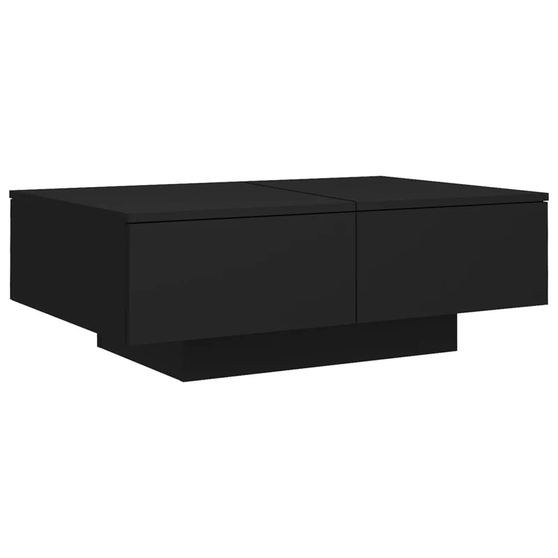 Table basse avec tiroirs design moderne et contemporaine 90 x 60 x 31 cm bois d’ingénierie noir DEC039855