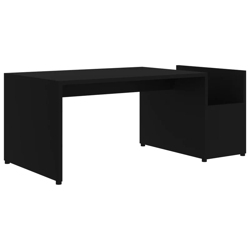 Table basse avec compartiment latéral design moderne et contemporaine 90 x 45 x 35 cm bois d’ingénierie noir DEC039810