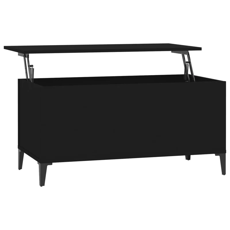 Table basse plateau relevable design moderne et contemporaine 90 x 44,5 x 45 cm bois d'ingénierie noir et métal DEC039808