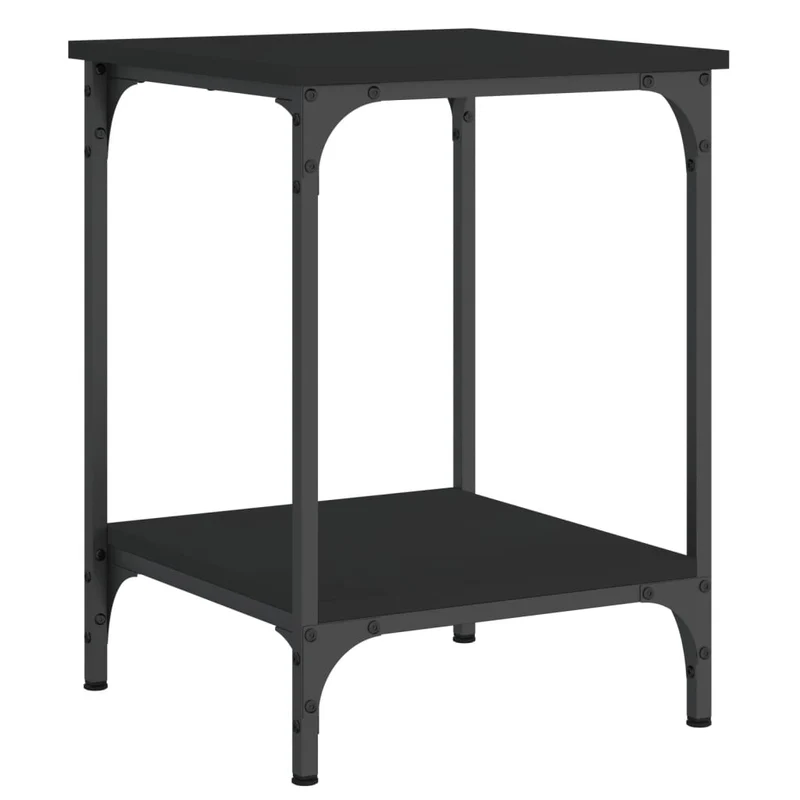 Table de chevet table d'appoint 40 x 40 x 55 cm bois d'ingénierie noir et cadre en métal DEC039645