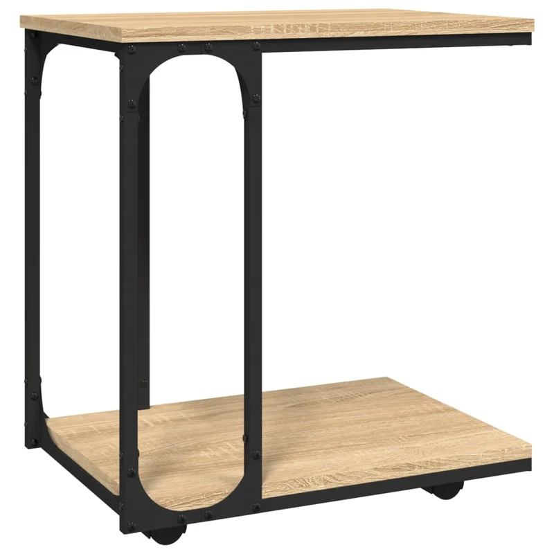 Table d'appoint en forme de C bout de canapé 50 x 35 x 55,5 cm en bois d'ingénierie et acier DEC032552
