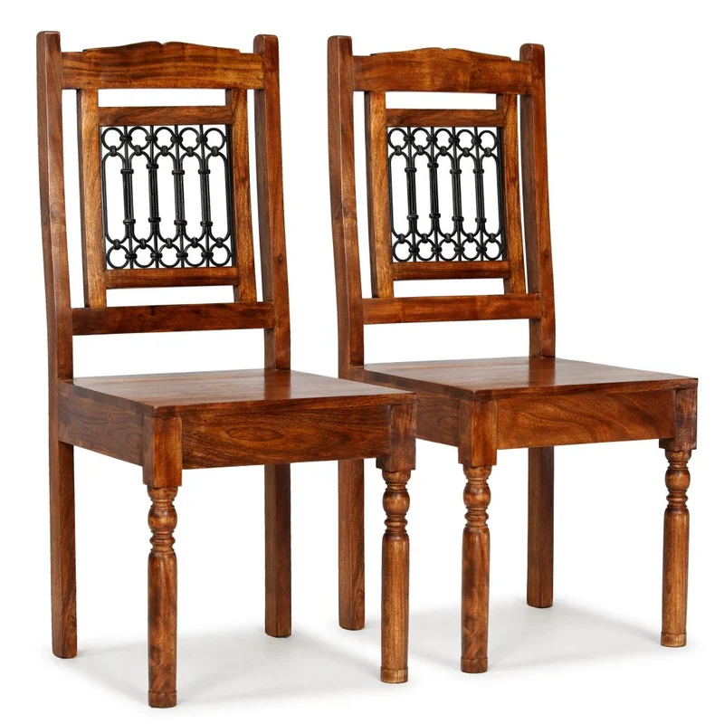 Lot de 2 chaises de salle à manger cuisine bois massif avec finition Sesham CDS020115