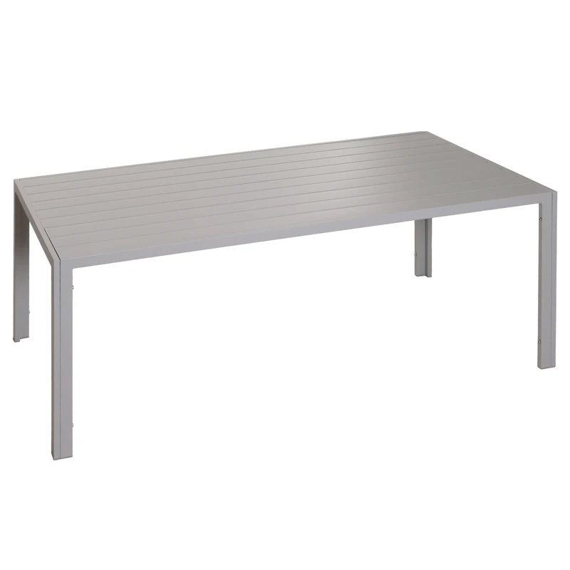 Table de jardin en aluminium résistante aux intempéries 180 x 80 cm gris clair 04_0008553