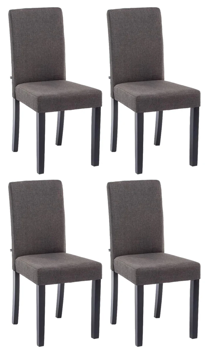 Lot de 4 chaises de salle à manger design classique en tissu gris foncé et pieds en bois noir 10_0001773