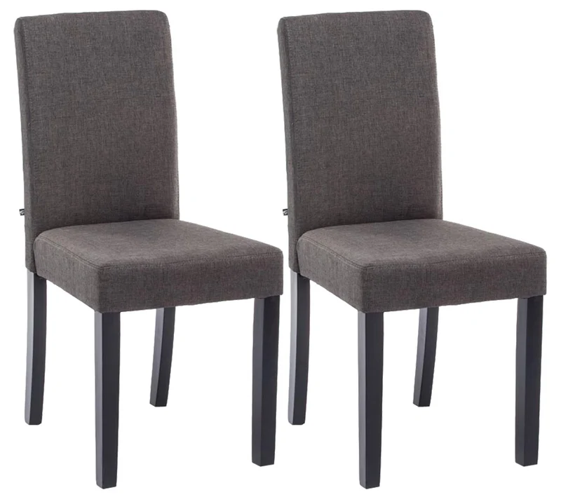 Lot de 2 chaises de salle à manger design moderne en tissu gris foncé et pieds en bois noir 10_0001557