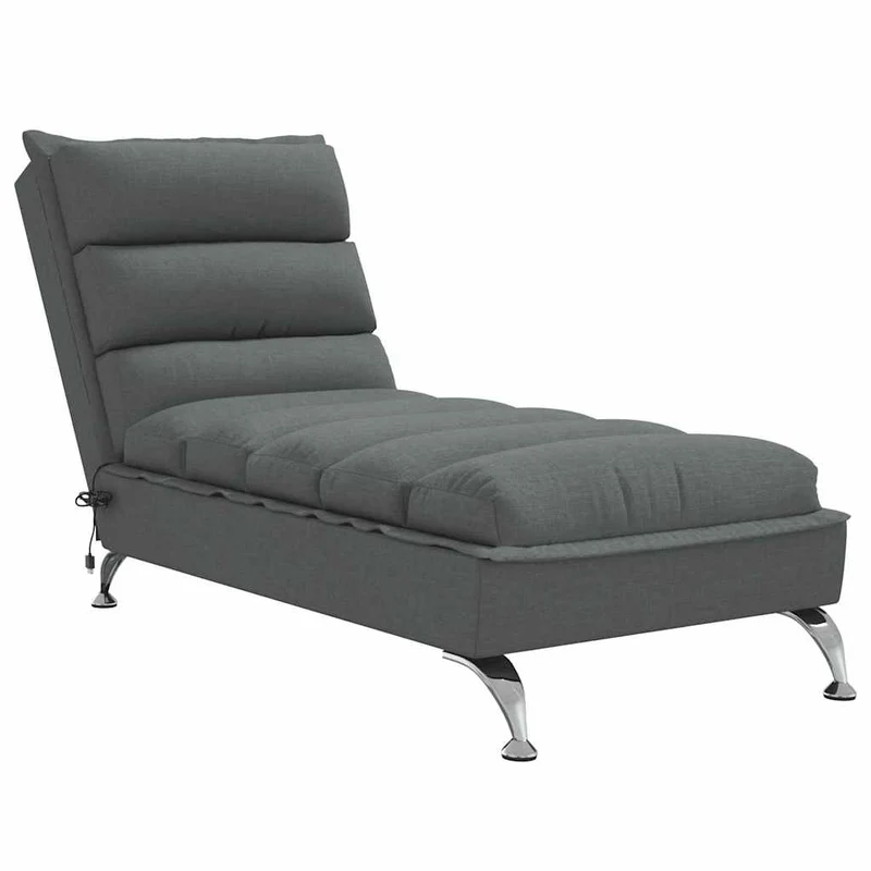 Méridienne chaise longue pour intérieur de massage 4 points de massage avec coussins en tissu gris foncé DEC026125