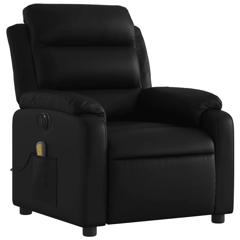 Fauteuil de relaxation TV fonction massage inclinable électrique 6 points de massage en PVC noir DEC027210