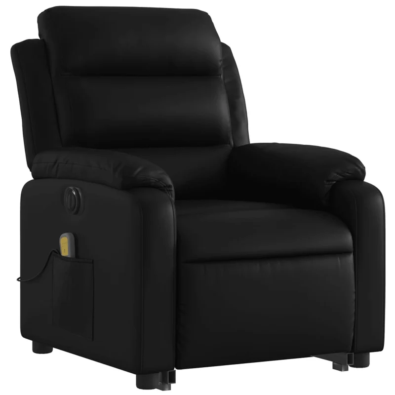 Fauteuil de relaxation fonction massage et inclinable levage électrique en PVC noir DEC027798
