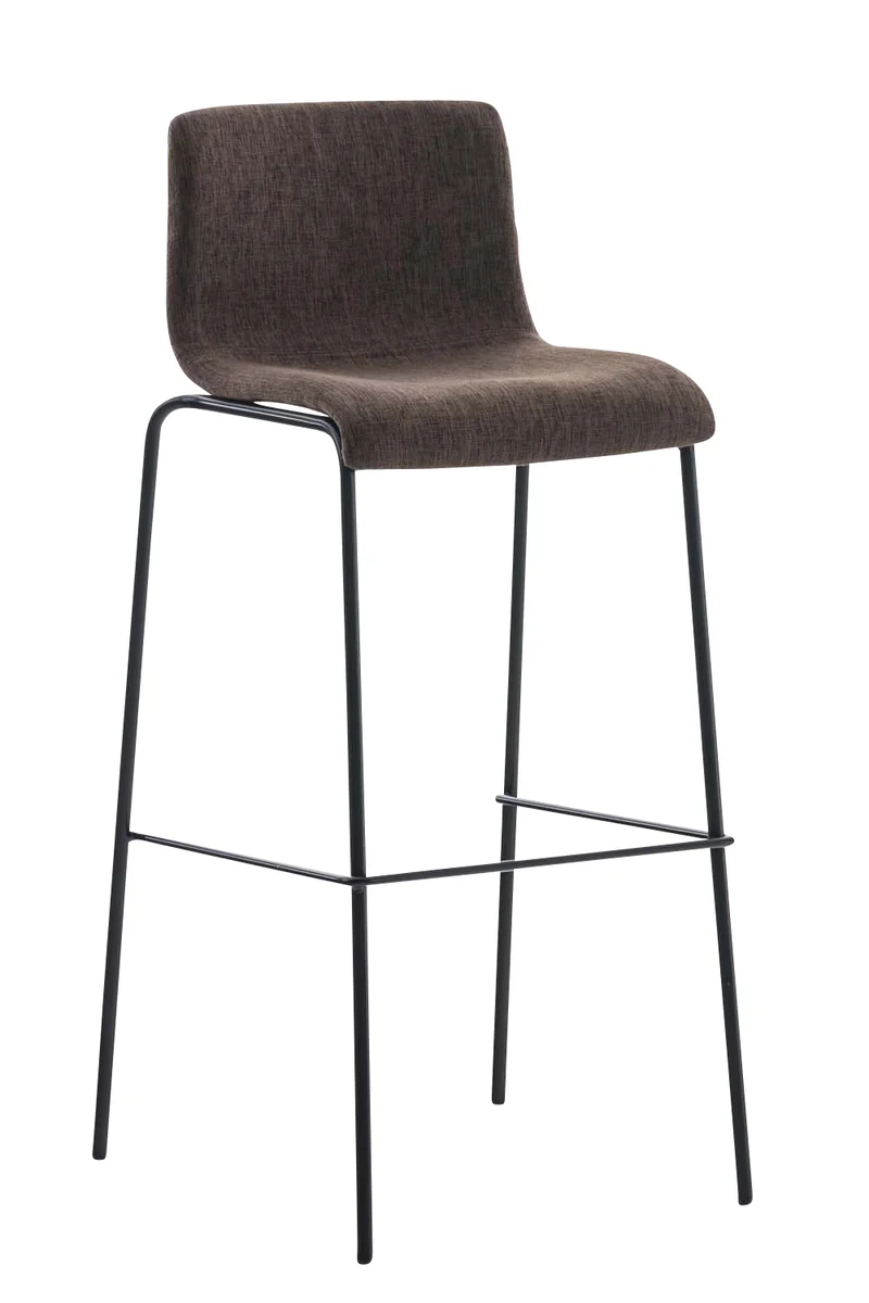 Tabouret de bar x1 design moderne empilable assise en tissu marron et 4 pieds métal noir 10_0004953