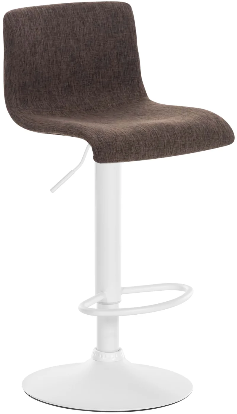 Tabouret de bar x1 avec repose-pieds pivotant dossier incurvé en tissu marron et métal blanc 10_0004977