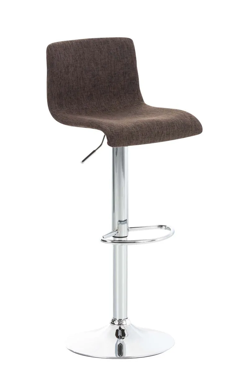 Tabouret de bar avec repose-pieds pivotant dossier incurvé en tissu marron et métal chromé 10_0004965