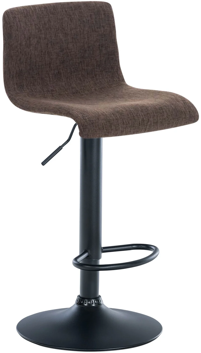 Tabouret de bar avec repose-pieds pivotant dossier incurvé en tissu marron et métal noir 10_0004959