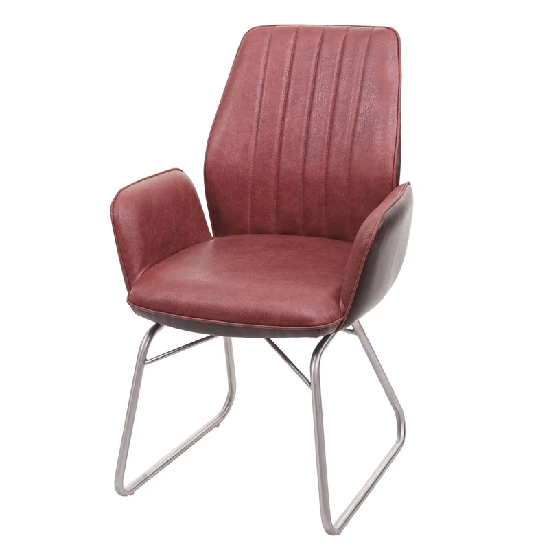 Chaise de salle à manger fauteuil design moderne en synthétique aspect daim marron 04_0001978