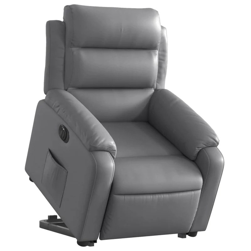 Fauteuil relax TV fonction de levage électrique très confortable en PVC gris DEC028386