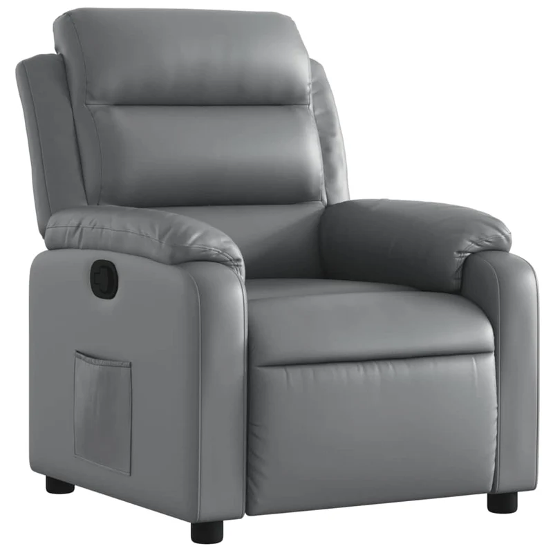 Fauteuil relax TV rembourrage confortable fonction d'inclinaison manuelle en PVC gris DEC027986