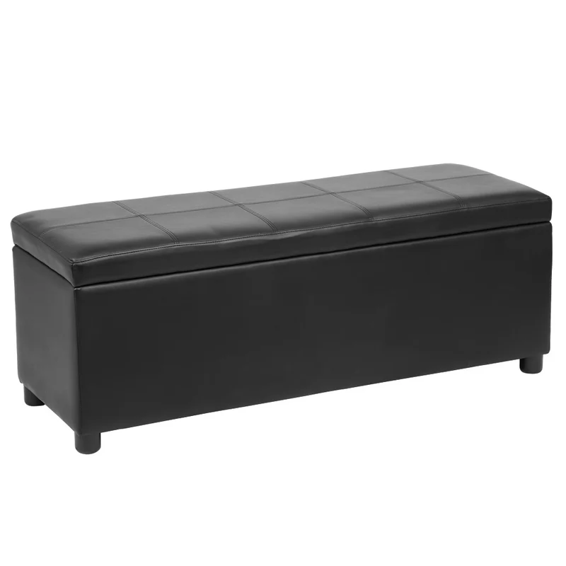 Banquette coffre avec espace de rangement synthétique noir 119x38x45cm 03_0001629