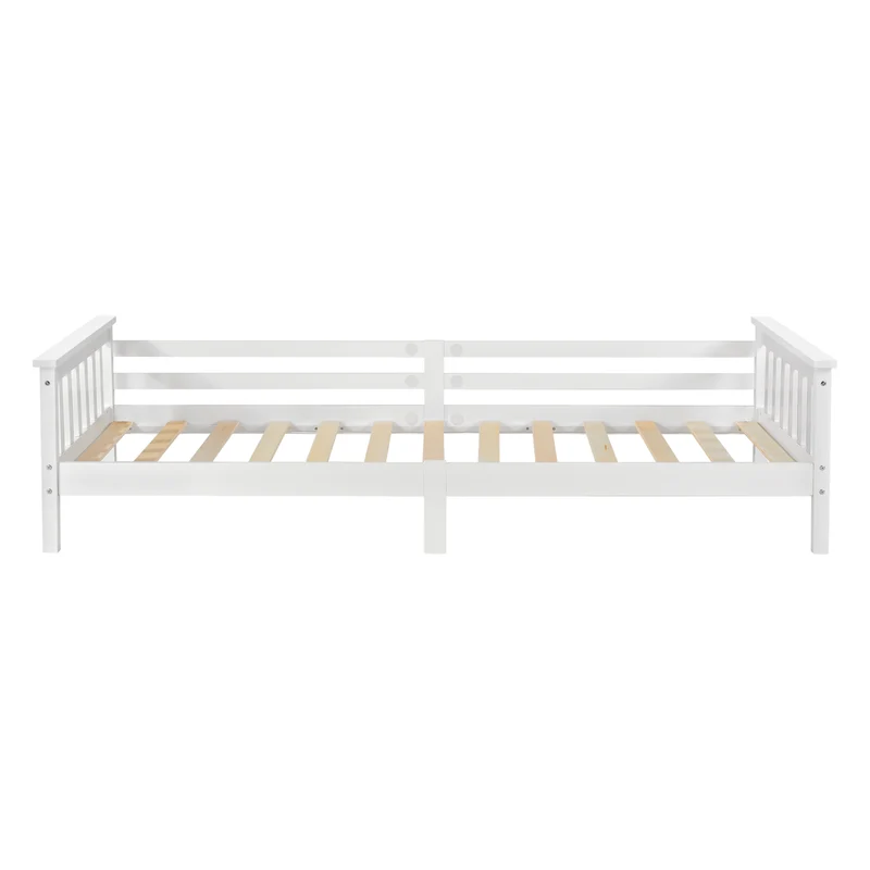 Lit pour enfant avec sommier à lattes structure en bois de pin blanc 90 x 200 cm 03_0005443