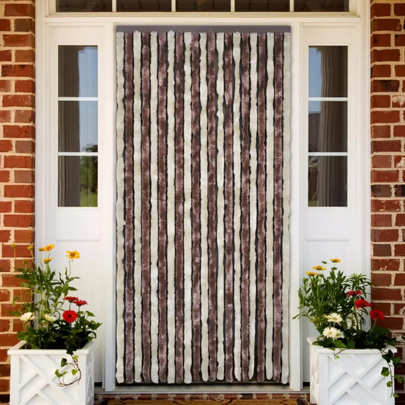 Rideau contre insectes moustiquaire Beige et marron clair 90x220 cm Chenille DEC022168