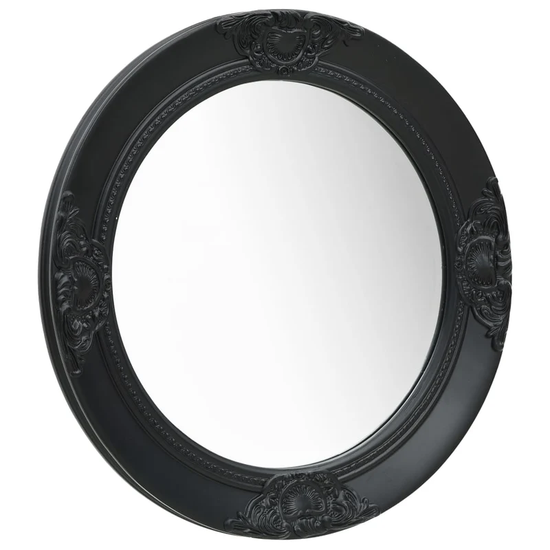Miroir mural rond style baroque 50 cm Noir DEC022889