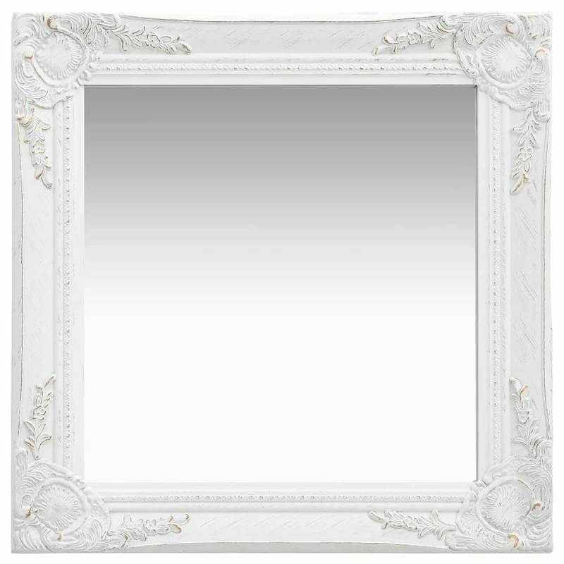 Miroir mural carré style baroque 50x50 cm Blanc DEC022854