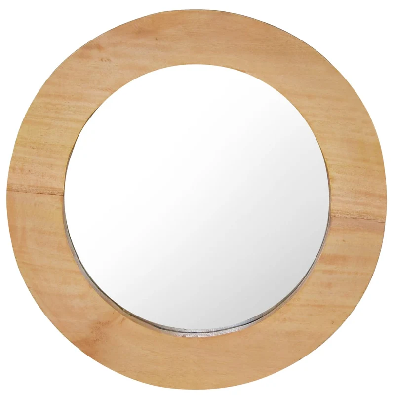 Miroir mural 40 cm Teck marron clair Rond DEC022828