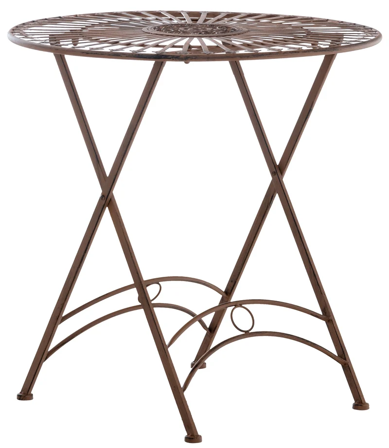 Table de jardin en métal Ø 71 cm style rustique marron vieilli MDJ10217