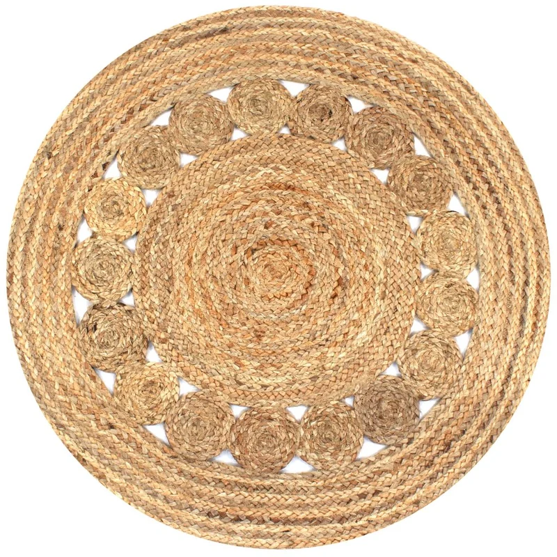 Tapis Jute design tressé 90 cm rond DEC023929