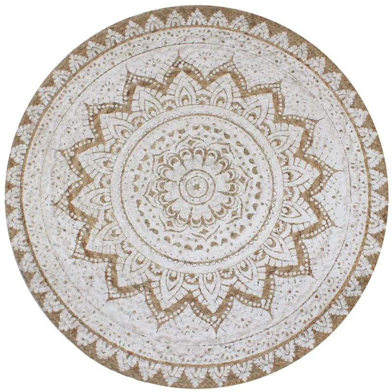 Tapis Jute tressé imprimé 150 cm rond DEC023928