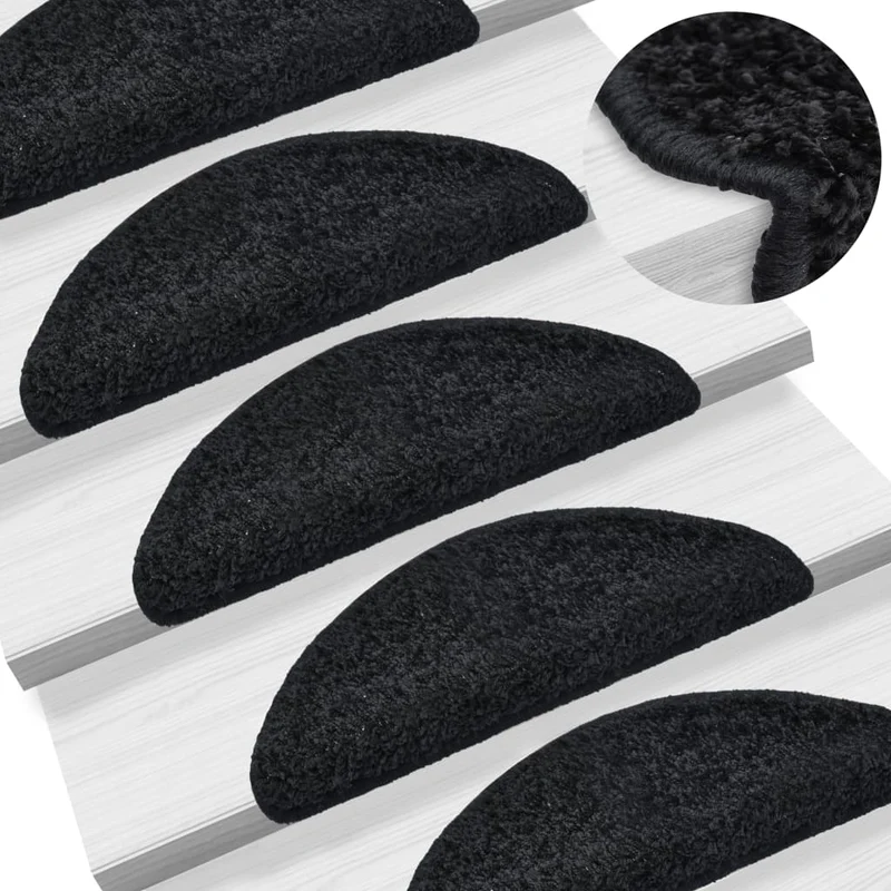 Tapis d'escalier 15 pièces Noir 56 x 20 cm DEC023561