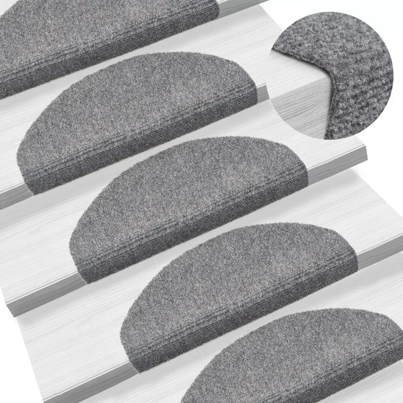 Tapis d'escalier auto-adhésif 15 pièces 65 x 21 x 4 cm Gris clair DEC023313