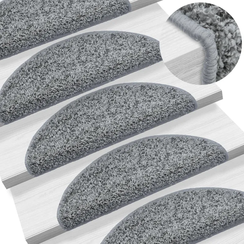 15 tapis d'escalier gris avec bandes adhésives 65 x 25 cm DEC023568