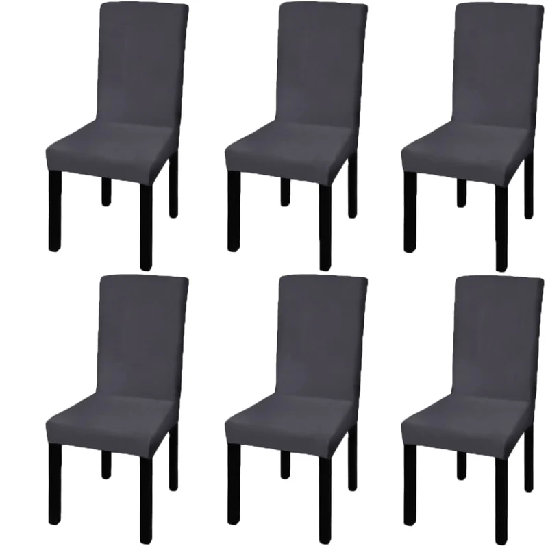 Housse de chaise droite extensible 6 pcs anthracite DEC022371